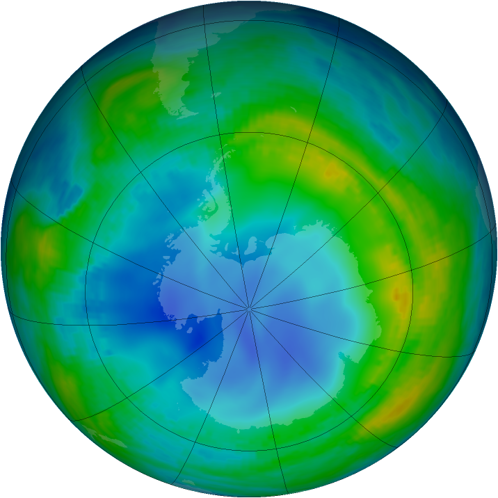 Antarctic ozone map for 22 May 1986